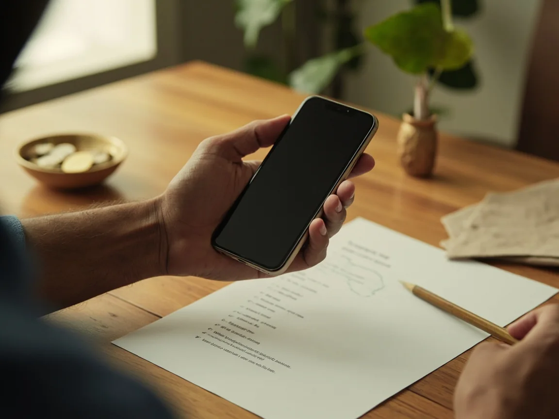 Permission grant step — phone above a circled checklist