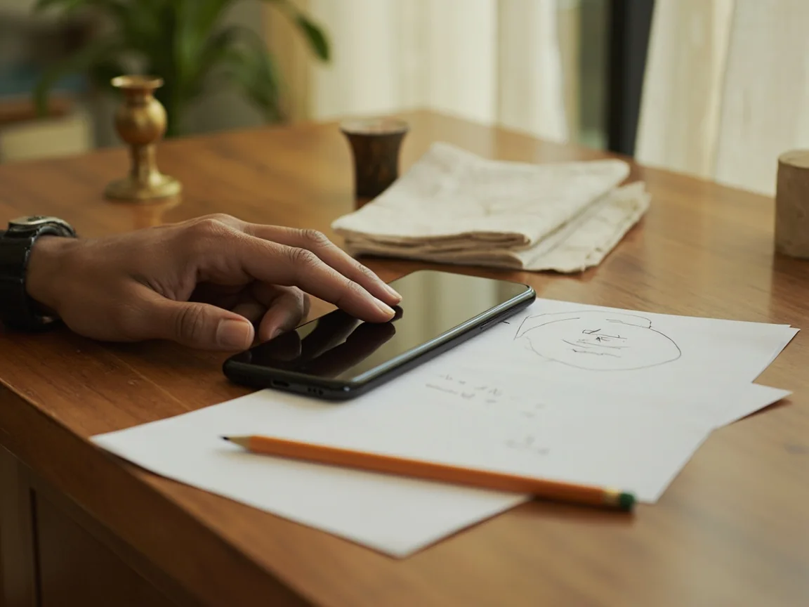 Zupee login entry step — a phone on a desk beside a paper note