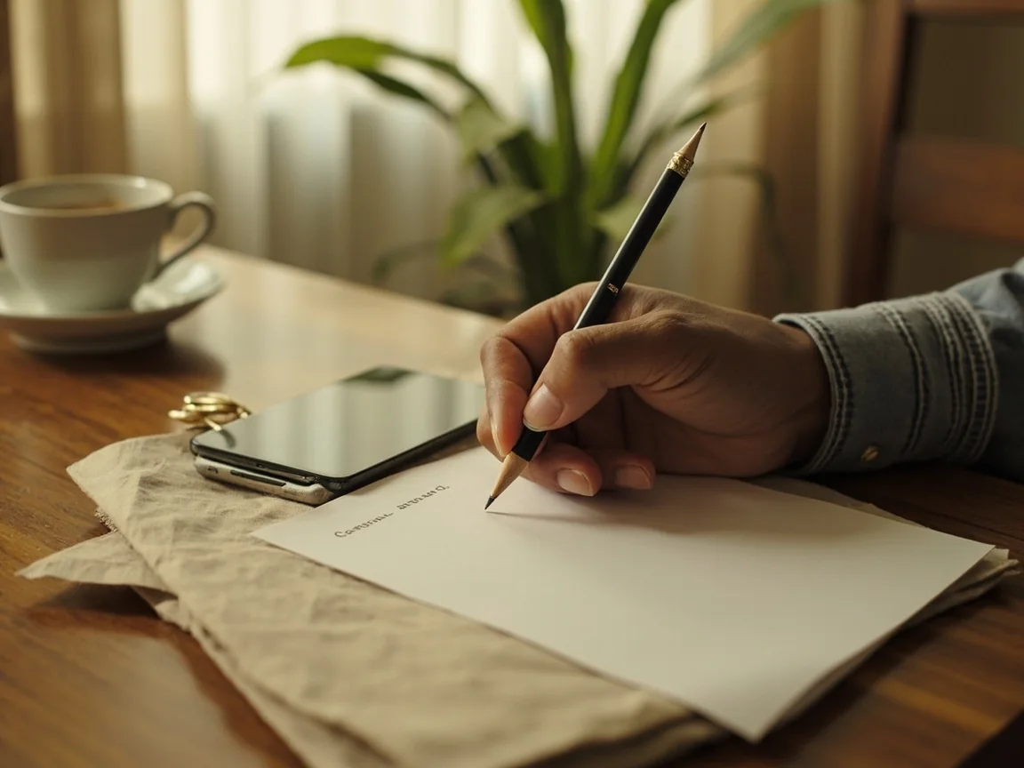 Referral note step — paper note beside a phone