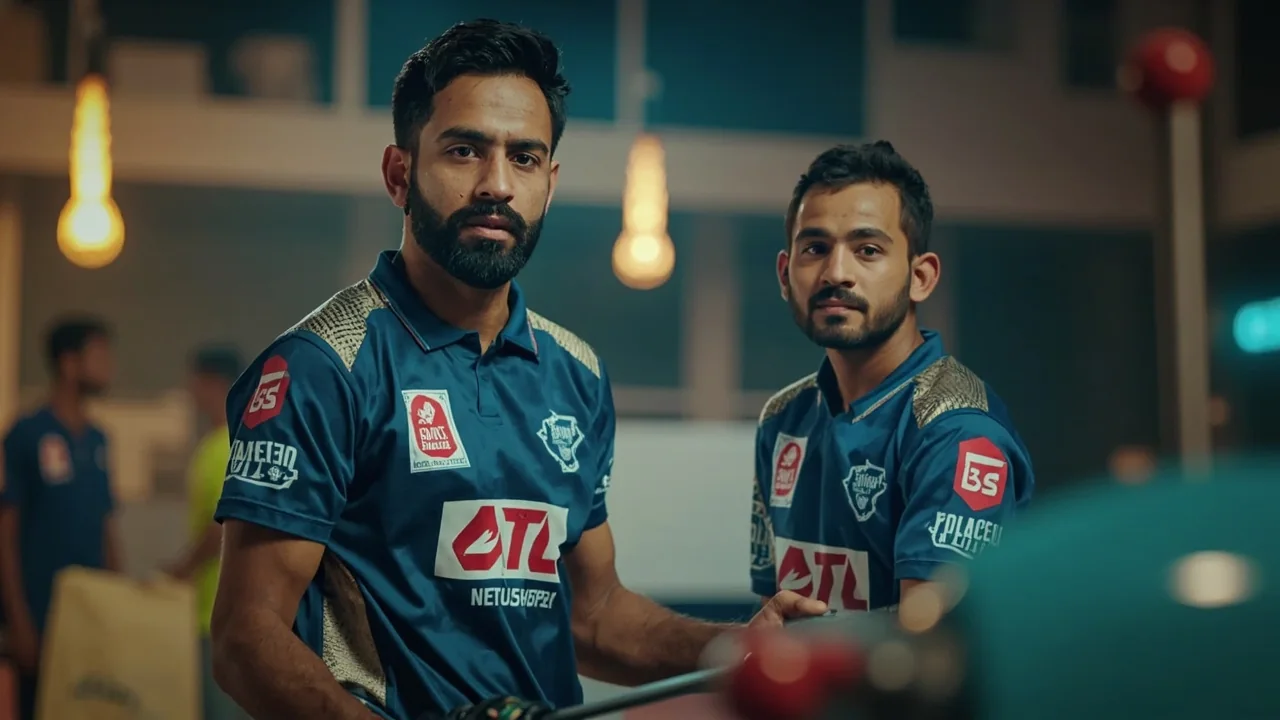 Editorial medium frame of a captain's notebook open on a desk beside a phone, with the Chepauk pitch notes, the probable XIs and the captain-and-vice-captain calls written in pencil