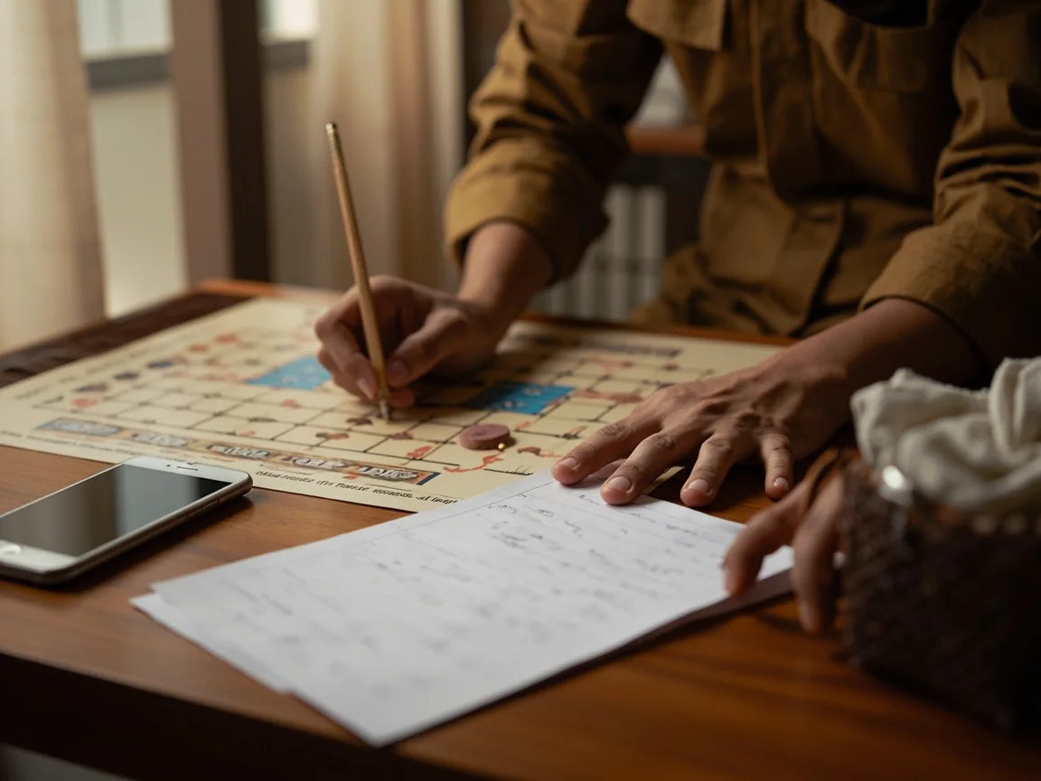 Intermediate reading — pencil marking a paper note